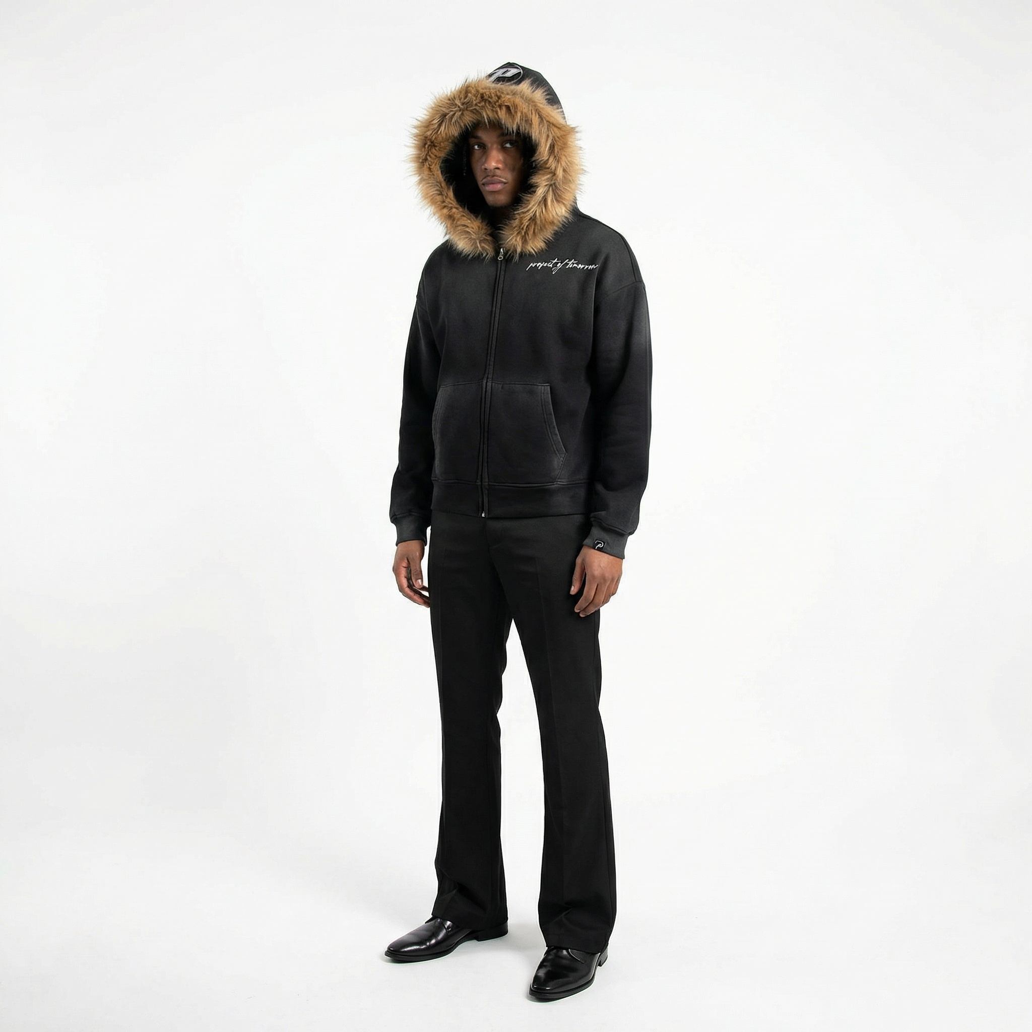 Fur Zip Hoodie - Model